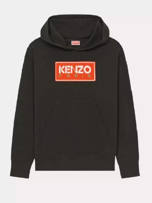 Kenzo Czarna bluza z kapturem i nadrukowanym logo