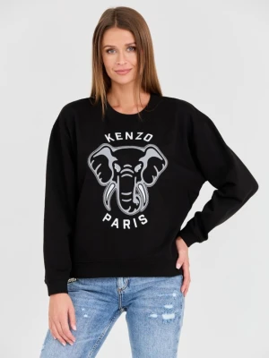 KENZO Czarna damska bluza VARSITY JUNGLE' ELEPHANT EMBRO, Rozmiar L