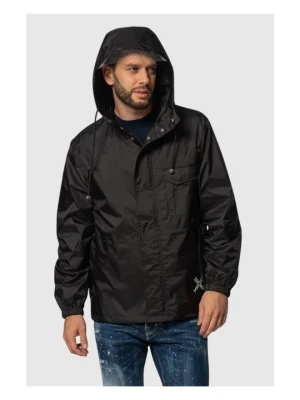 KENZO Czarna męska kurtka wiatrówka z kapturem, Rozmiar S