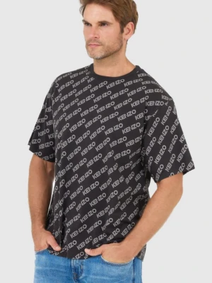 KENZO Czarny t-shirt męski monogram oversize, Rozmiar M