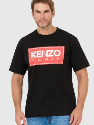 KENZO Czarny t-shirt męski z czerwonym nadrukiem, Rozmiar S