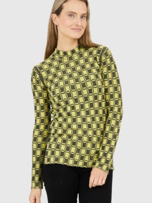 KENZO Dopasowany żółty sweterek damski w kratkę vichy, Rozmiar L