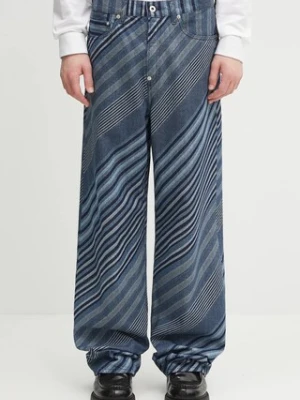 Kenzo jeansy Diagonal Stripe Turn Up Wide Fit męskie FF65DP4216Z1