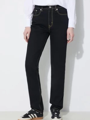 Kenzo jeansy Solid Asagao Straight damskie medium waist FD62DP2106C1.BM