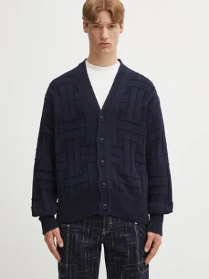 Kenzo kardigan bawełniany Gots Kenzo Weave Cardigan męski kolor granatowy FF55CA7073CB