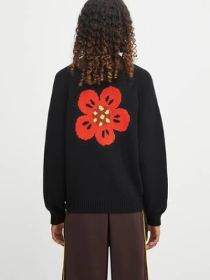 Kenzo kardigan Boke Flower Placed Cardigan damski kolor czarny ciepły FF62CA7063LA