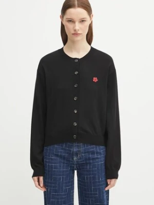Kenzo kardigan wełniany Rws Boke Flower Crest Crewneck Cardigan damski kolor czarny lekki FF62CA7183LB