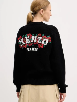 Kenzo kardigan wełniany x Verdy damski kolor czarny ciepły FF52CA4773CX.99J