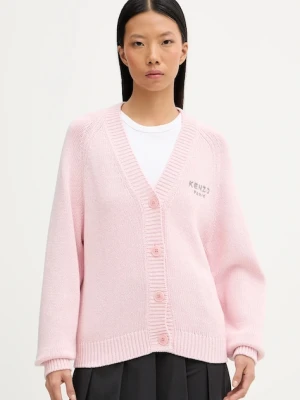 Kenzo kardigan z dodatkiem wełny damski kolor różowy FF62CA7143LA