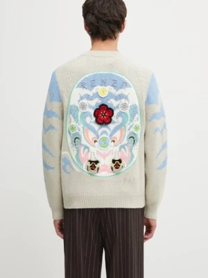 Kenzo kardigan z dodatkiem wełny Rws Pachinko Cardigan męski kolor beżowy FF65CA7463CI