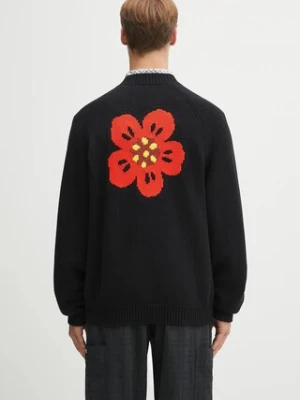 Kenzo kardigan z domieszką wełny męski kolor czarny FF65CA7443LA