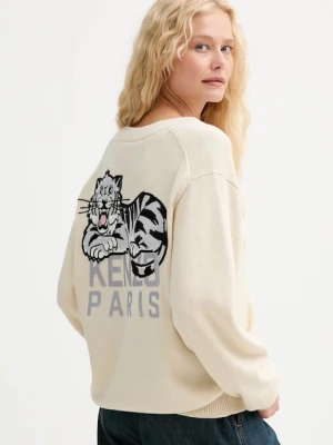 Kenzo kardigan z wełną damski kolor beżowy lekki FF62CA7123LI