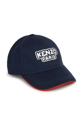 Kenzo Kids czapka z daszkiem bawełniana dziecięca kolor niebieski z aplikacją