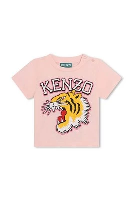 Kenzo Kids t-shirt bawełniany dziecięcy kolor różowy z nadrukiem