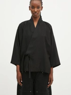 Kenzo kimono Solid Kimono damski kolor czarny gładka FE52VE2539FD.99