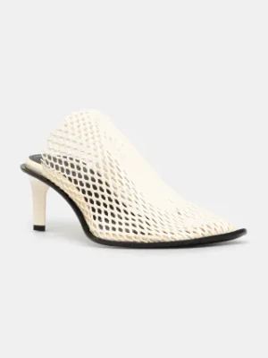 Kenzo klapki Mule damskie kolor beżowy na szpilce FF52MU140L64.02
