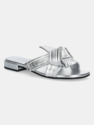 Kenzo klapki skórzane Mule damskie kolor srebrny FE62MU125L77.AG