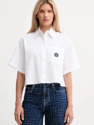 Kenzo koszula bawełniana damska kolor biały relaxed z kołnierzykiem klasycznym FF62CH2469LH