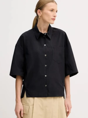 Kenzo koszula bawełniana damska kolor czarny relaxed z kołnierzykiem klasycznym FF52CH2589LB.99