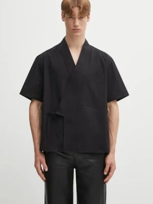 Kenzo koszula bawełniana Kimono Short Sleeve męska kolor czarny relaxed FF65CH1269LP