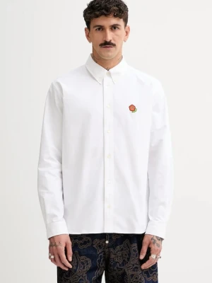 Kenzo koszula bawełniana męska kolor biały regular z kołnierzykiem button-down FF55CH4109LO.01
