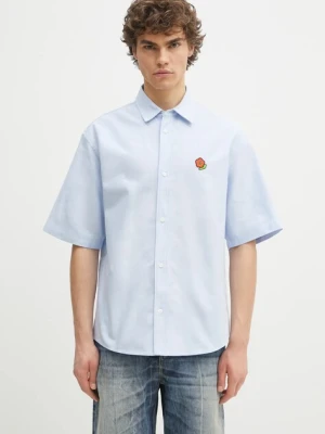 Kenzo koszula bawełniana męska kolor niebieski relaxed z kołnierzykiem klasycznym FF55CH1279LO.64