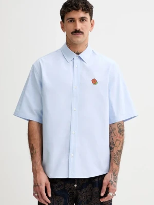 Kenzo koszula bawełniana męska kolor niebieski relaxed z kołnierzykiem klasycznym FF55CH1279LO.64