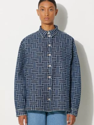 Kenzo koszula jeansowa Dropped Shoulders Shirt damska kolor niebieski relaxed z kołnierzykiem klasycznym FE62DC2476J3.DS