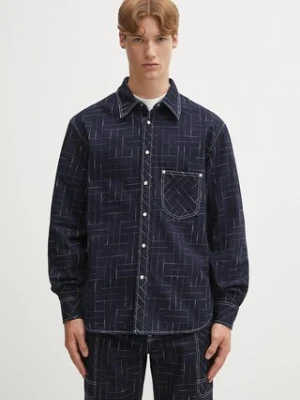 Kenzo koszula jeansowa Weave Casual męska kolor granatowy relaxed z kołnierzykiem klasycznym FF65DC4226V1