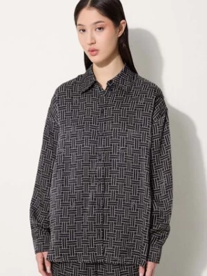 Kenzo koszula Weave Dropped Shoulders Shirt damska kolor czarny relaxed z kołnierzykiem klasycznym FE62CH2479R1.99