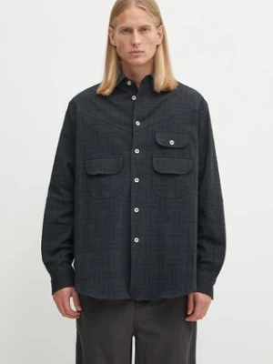 Kenzo koszula Weave Workwear Overshirt męska kolor granatowy relaxed z kołnierzykiem klasycznym FF65CH5369JF