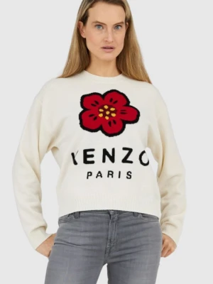 KENZO Kremowy sweter damski boke flower, Rozmiar S