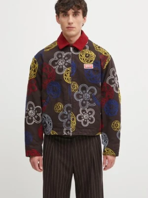 Kenzo kurtka bawełniana Futura Zip Up Utility kolor brązowy przejściowa FF65BL1799G2