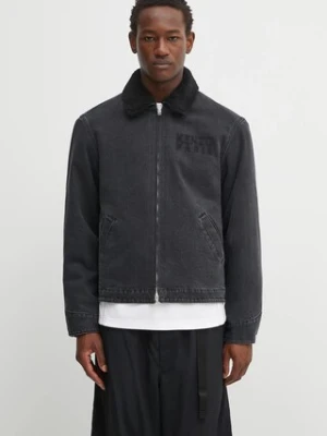 Kenzo kurtka jeansowa Happy Tiger Utility Fleece kolor czarny przejściowa FF65DB1056C4