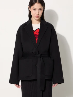 Kenzo kurtka wełniana Double Face Workwear Jacket kolor czarny przejściowa FE62VE2559WA.99