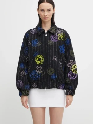 Kenzo kurtka wełniana Futura Bomber kolor czarny przejściowa FF62BL2409GM