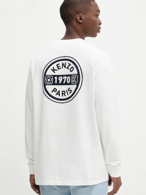 Kenzo longsleeve bawełniany kolor beżowy z aplikacją FF65TL3504SI