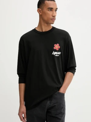 Kenzo longsleeve bawełniany kolor czarny z nadrukiem FF65TL3514SG