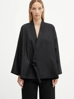 Kenzo marynarka wełniana Kimono kolor czarny gładka FF62VE2749RA