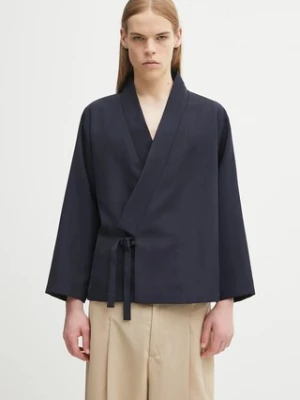 Kenzo marynarka wełniana Kimono męska kolor granatowy FE65VE1409RE