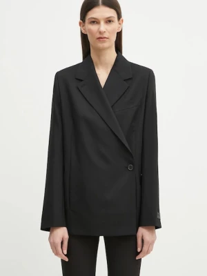 Kenzo marynarka wełniana kolor czarny jednorzędowa gładka FF52VE2589RA.99