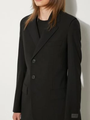 Kenzo marynarka wełniana Virgin Wool Waisted Blazer kolor czarny dwurzędowa gładka FE62VE2549GE.99