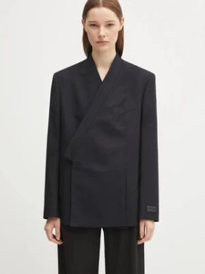 Kenzo marynarka wełniana Weave Kimono Blazer kolor granatowy oversize gładka FF62VE2659ID