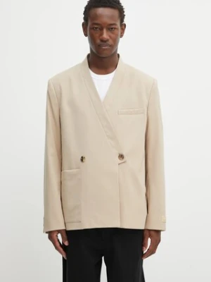 Kenzo marynarka z wełną Adjusted Tailored męska kolor beżowy FF65VE1459RZ