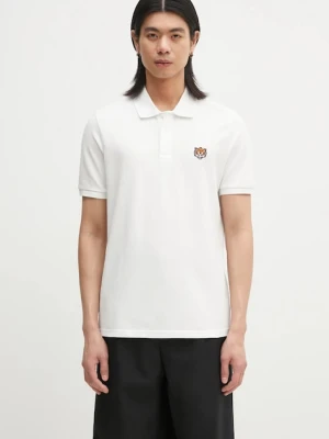 Kenzo polo bawełniane Happy Tiger męski kolor biały gładki FF55PO5434PU.02