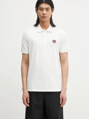 Kenzo polo bawełniane Happy Tiger męski kolor biały gładki FF55PO5434PU.02