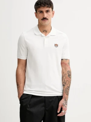 Kenzo polo bawełniane Happy Tiger męski kolor biały gładki FF55PO5434PU.02