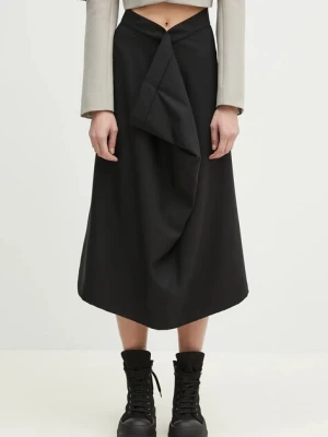 Kenzo spódnica wełniana kolor czarny midi rozkloszowana FF52JU3149RA.99