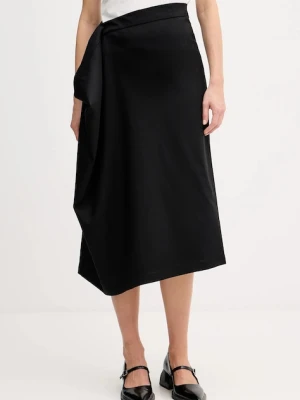 Kenzo spódnica wełniana kolor czarny midi rozkloszowana FF52JU3149RA.99