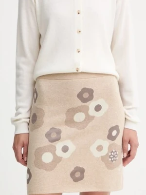 Kenzo spódnica z wełną kolor beżowy mini rozkloszowana FF62JU6003CR